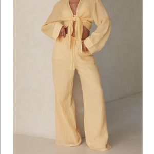 Monday Swimwear Tahiti Pant - Creme Crinkle Linen